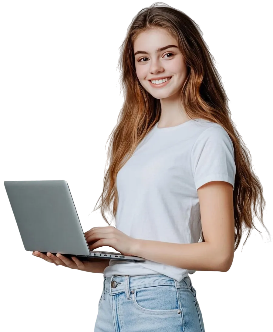 Операторка FeelBridge з ноутбуком